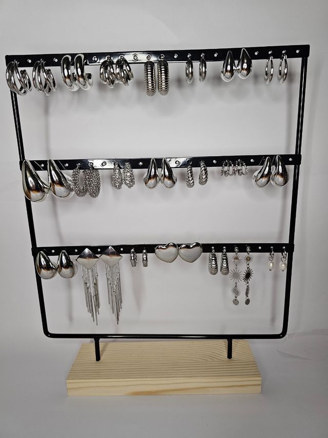 Pendientes plateados de acero inoxidable