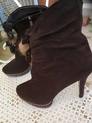 scarpa donna Tronchetti marroni scamosciate con na