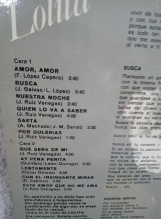DISCO VINILO LP LOLITA, Amor, Amor ALBUM ESTÉREO