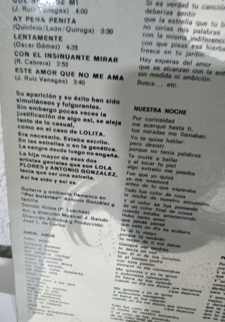 DISCO VINILO LP LOLITA, Amor, Amor ALBUM ESTÉREO