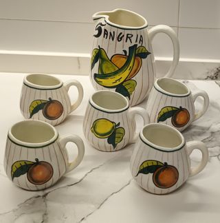 JUEGO DE JARRA Y VASOS SANGRÍA DE DECORACIÓN