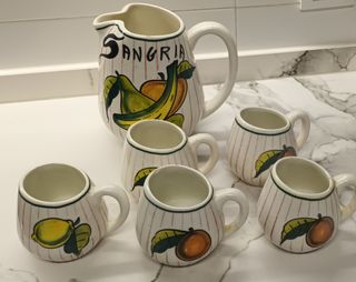 JUEGO DE JARRA Y VASOS SANGRÍA DE DECORACIÓN