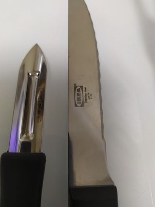 Nº 198.- Pelador Arcos, cuchillo, tenedor