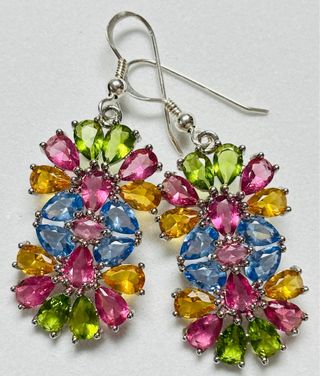 Pendientes de piedras preciosas y plata de ley 925