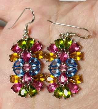 Pendientes de piedras preciosas y plata de ley 925