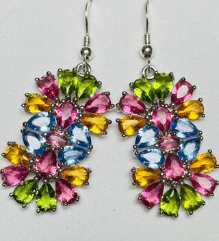 Pendientes de piedras preciosas y plata de ley 925