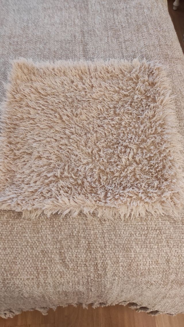 Dos Fundas de Cojín beige con pelito