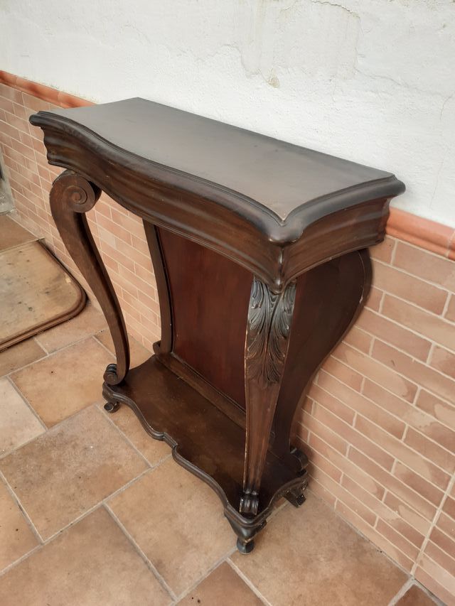 Preciosa consola antigua, estilo isabelino, madera