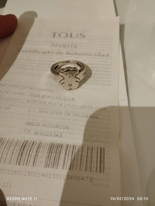 Anillo plata Tous