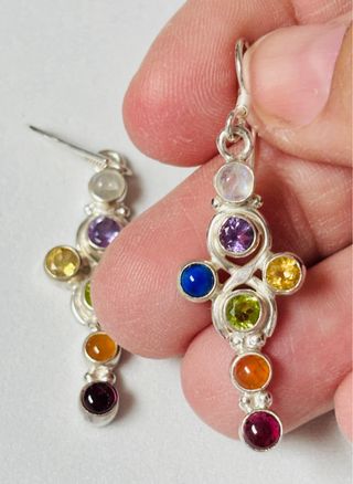 Pendientes de piedras preciosas y plata de ley 925