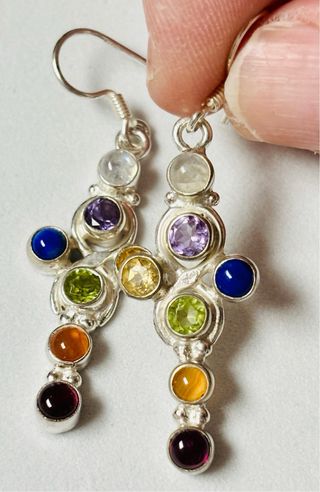 Pendientes de piedras preciosas y plata de ley 925