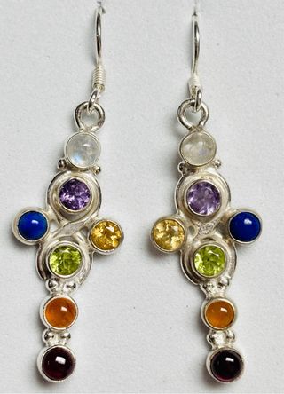 Pendientes de piedras preciosas y plata de ley 925