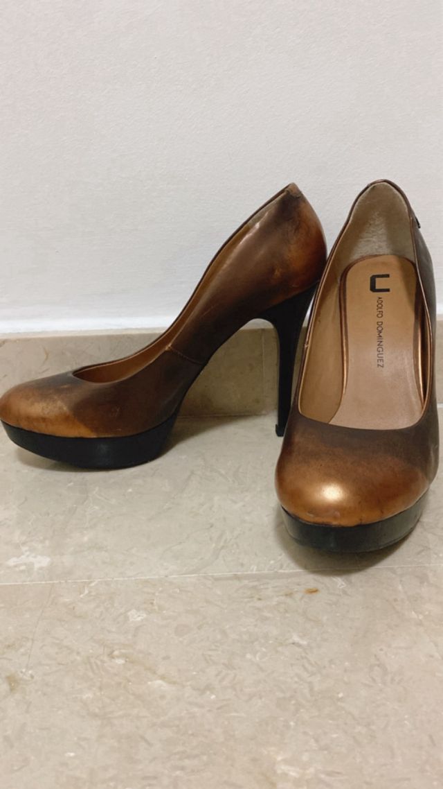 Zapato piel Adolfo Dominguez color cobre