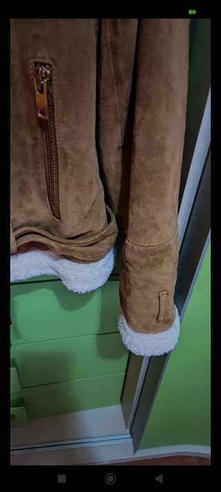 Cazadora Biker de PIEL con forro borreguillo-Zara