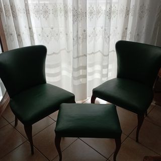 Set Sedie antiche più Puff coordinato 