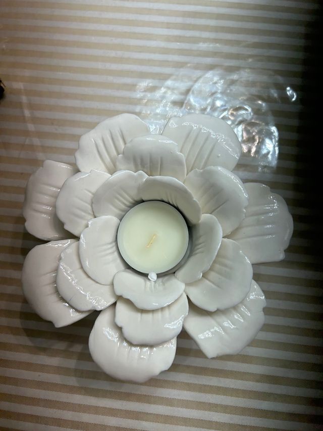porta candela in ceramica panna