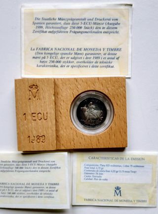 Moneda Plata 1989 Certificada