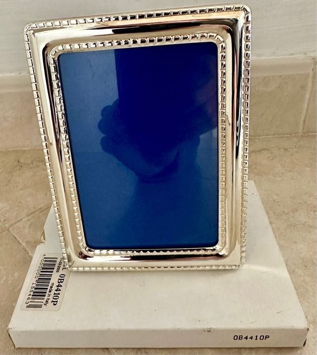 cornice portafoto metallo argentato e velluto