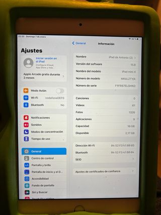 IPAD MINI 4 16gb Wifi Oro/Blanco