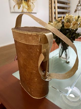 Porta Termo Rustico Rigido en Cuero Natural