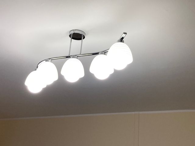 plafoniera in vetro  a soffitto 5 luci