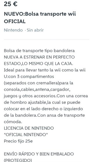 OFICIAL NINTENDO"OFERTA"WII.  Bolsa trasporte Wii