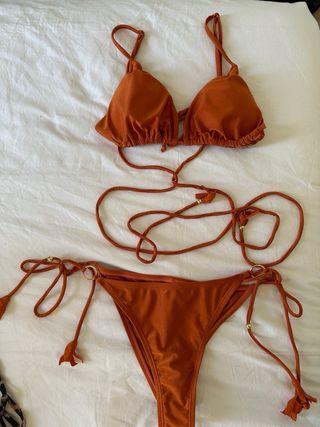 Bikini bañador brillante naranja talla L nuevo