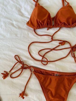 Bikini bañador brillante naranja talla L nuevo