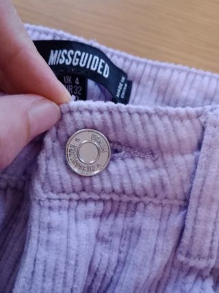 Pantaloni in velluto lilla Missguided, tg XXS.