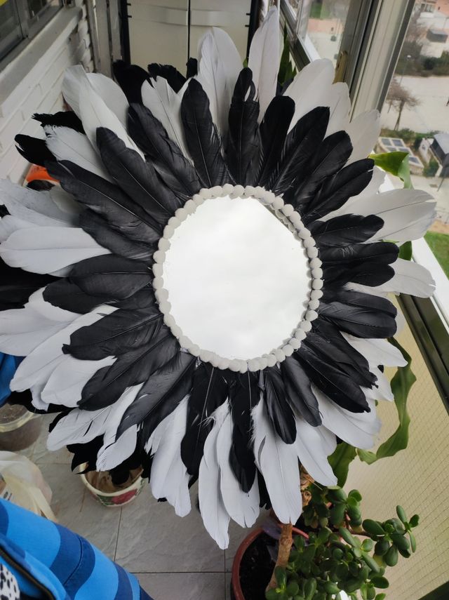 Espejo jujuhat plumas decoración