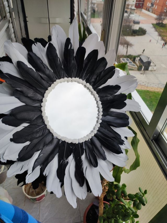 Espejo jujuhat plumas decoración