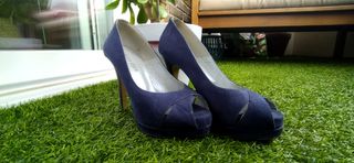 Zapato tacón ante azul marino