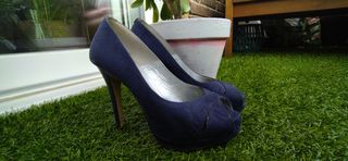 Zapato tacón ante azul marino