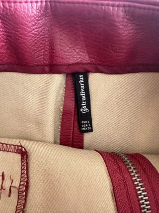 falda cuero, piel, rojo granate, S 
