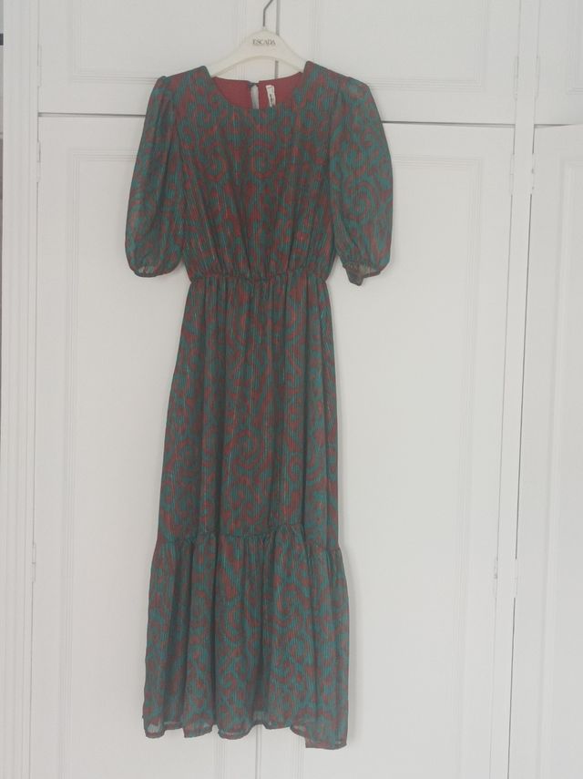 Vestido largo marrón y verde sin estrenar