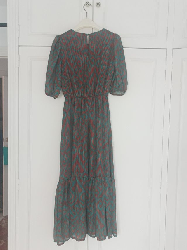 Vestido largo marrón y verde sin estrenar