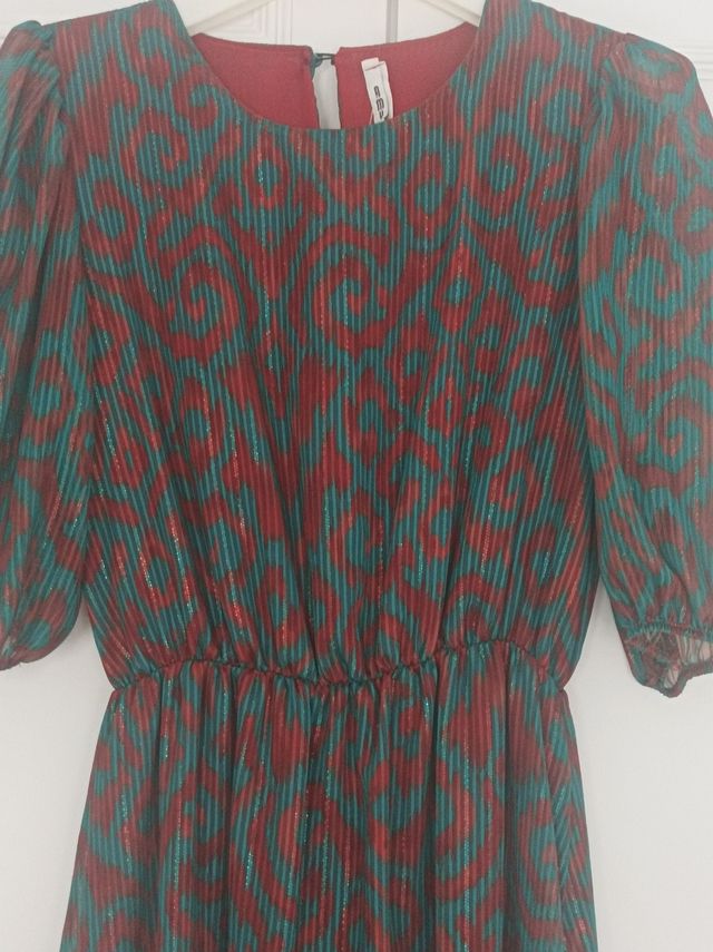 Vestido largo marrón y verde sin estrenar