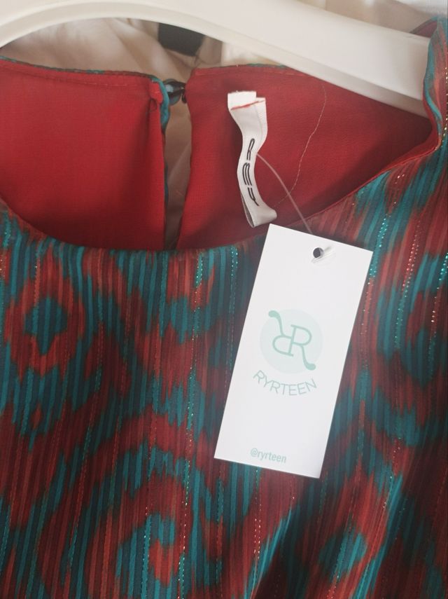 Vestido largo marrón y verde sin estrenar