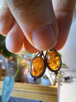Conjunto de plata de ley y ámbar natural