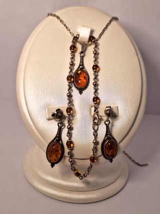 Conjunto de plata de ley y ámbar natural