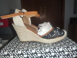 Sandalia esparto y ganchillo