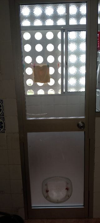 Puerta aluminio con paso de gatos