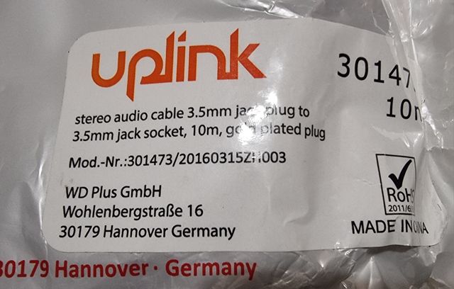 UPLINK CABLE AUDIO 10m JACK