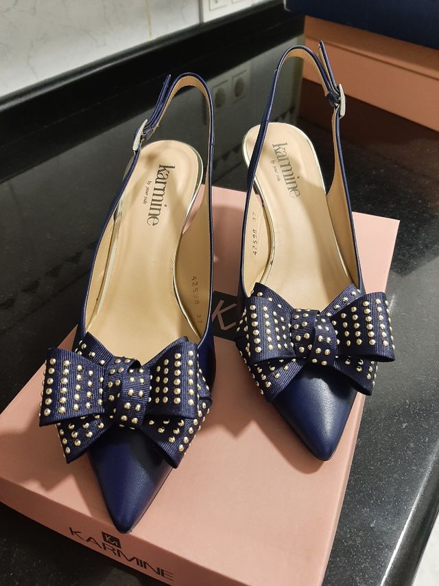 Zapatos piel azul marino