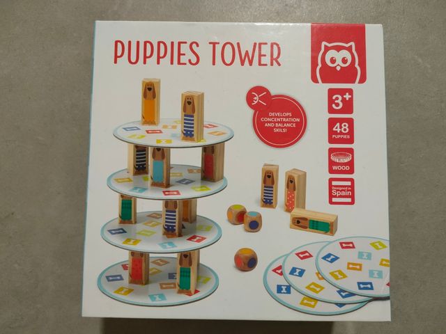 Puppies tower. Juego construcciones