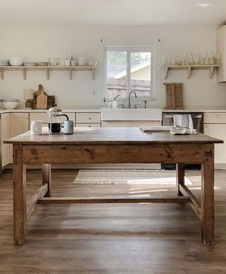 Isla de cocina rustica madera mesa alta 