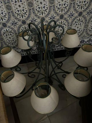 Lampara antigua de forja verde oscura