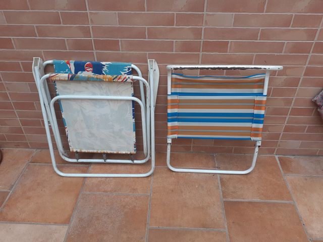 Conjunto playero vintage silla y taburete respaldo