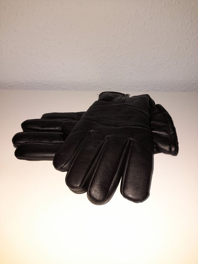 GUANTES NEGROS PIEL INVIERNO