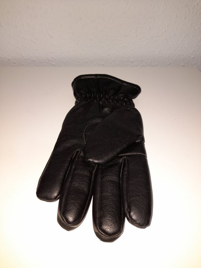 GUANTES NEGROS PIEL INVIERNO